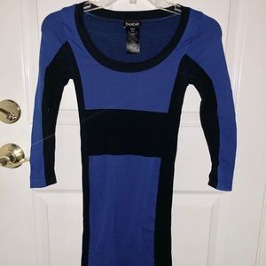 Bebe Black and Blue Fitted Dress